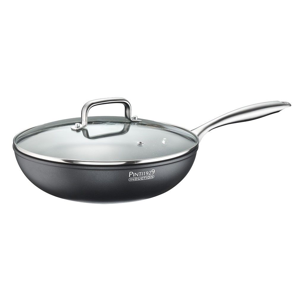 ST1 » 28 cm lid Inox Shop Wok with coating Made non-stick - internal with » Pinti aluminum of Online »